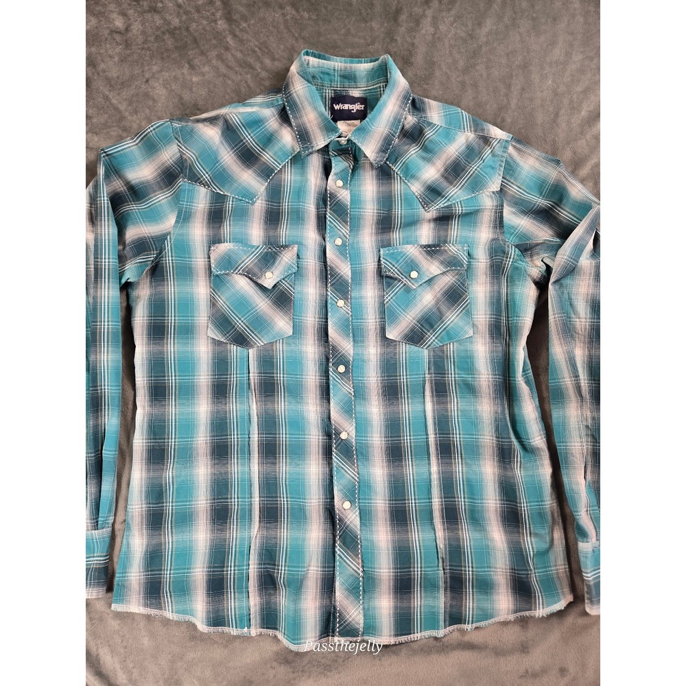 VTG‎ Wrangler Shirt Mens Large 90s Rancher Western Rodeo Pearl Snap Beathable